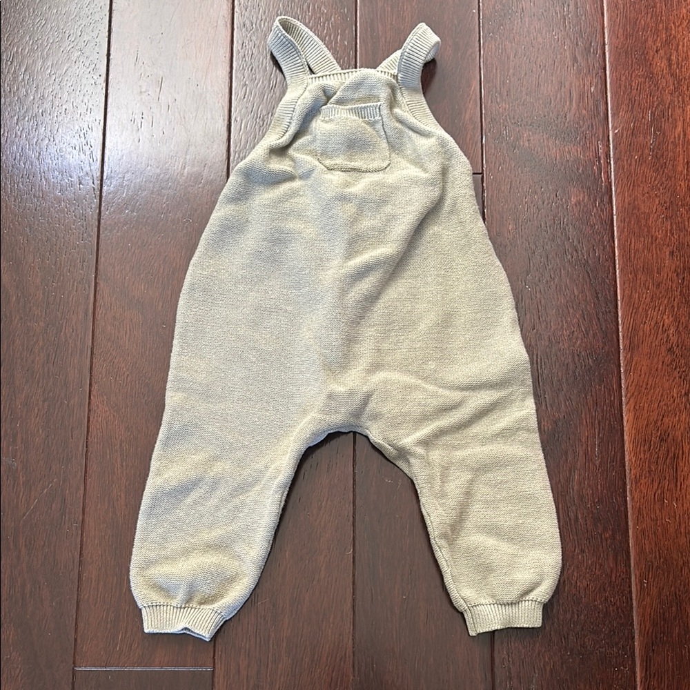 Quincy Mae Sage Green Knit Overalls